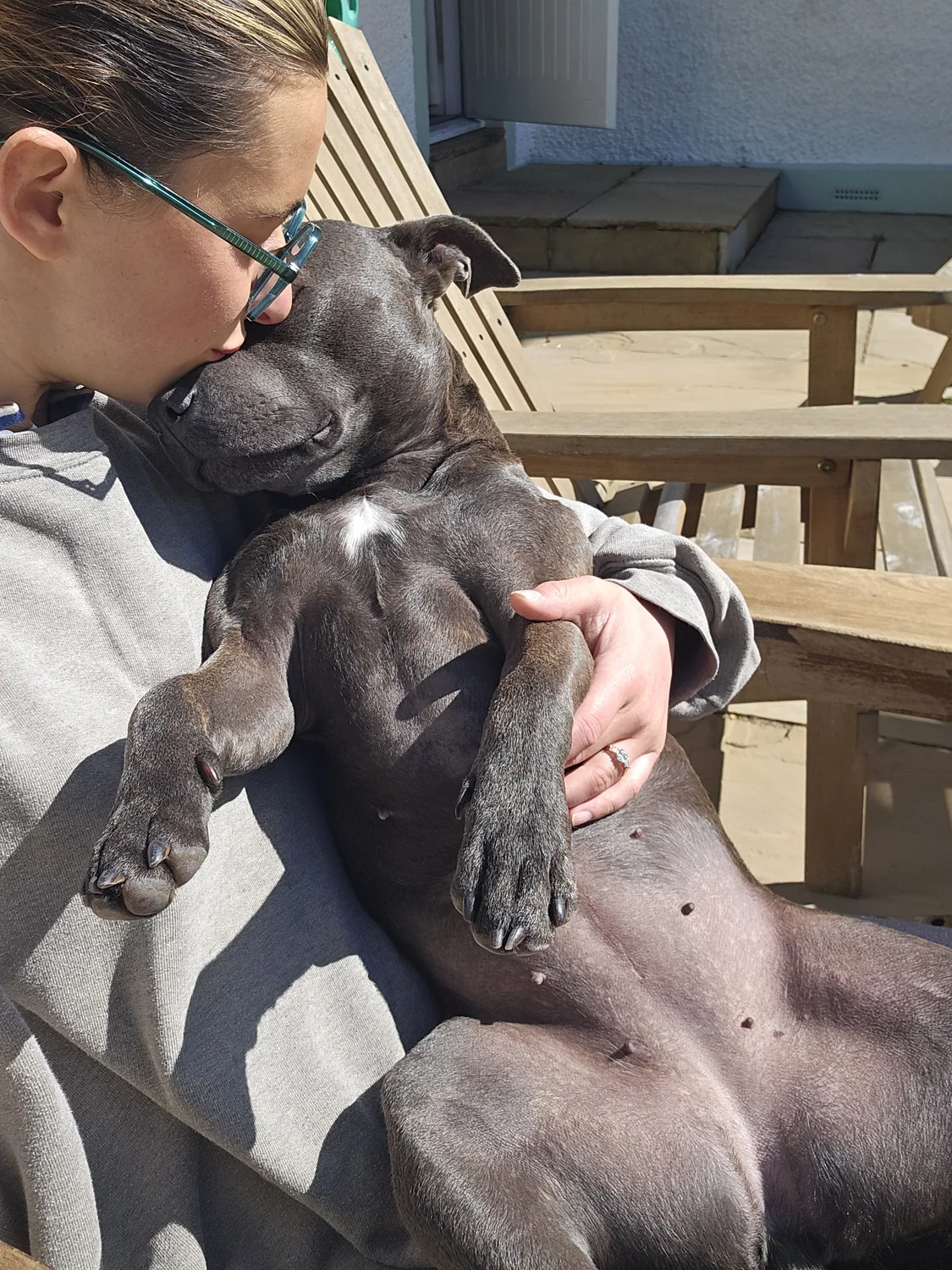 Molly with her own dog at home